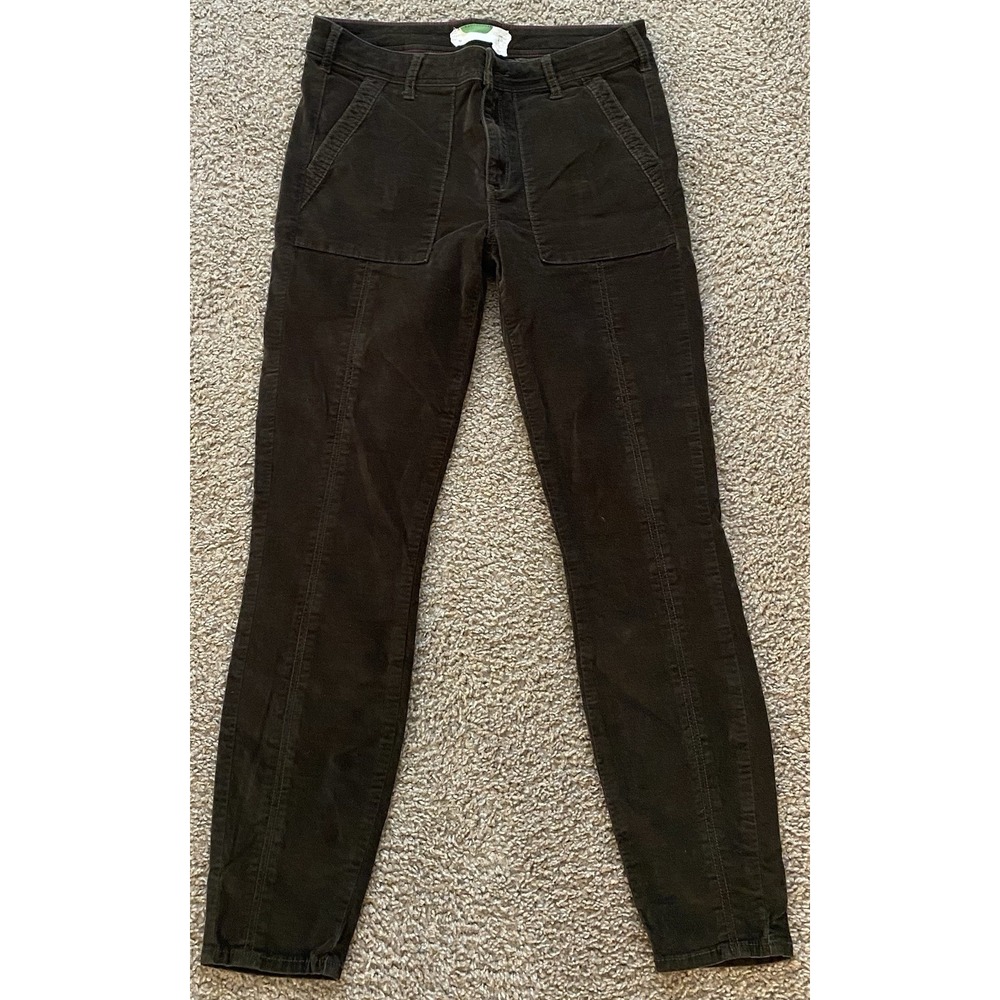 Anthropologie Pants Womens Sz 28‎ Brown Micro Corduroy Skinny Leg Mid Rise Ankle